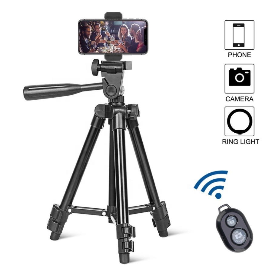 130cm Aluminum Camera & Phone Tripod – Universal Smartphone Mount with Remote & Carry Bag - View 2