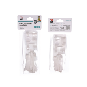 Clip per appendere oggetti da 2 pezzi, chiusure a strappo adesive 3M, bianco e nero, per la gestione dei cavi - Product Image 1
