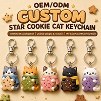 Porte-clés Mascotte Peluche Chat Étoile Personnalisé OEM ODM, Jouet Promotionnel Doux Personnage Original de Noël, Cadeau de Fêtes