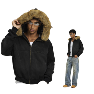 <span class=keywords><strong>Felpa</strong></span> con <span class=keywords><strong>Cappuccio</strong></span> Invernale Unisex di Alta Qualità 480 GSM, Streetwear Premium con Zip e Effetto Sbiadito, <span class=keywords><strong>Cappuccio</strong></span> in Pelliccia Sintetica - Product Image 4