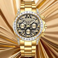 Luxuriöse Herren-Mechanikuhr aus Edelstahl 42mm Multifunktionale Montre mit Drei Hilfszifferblättern Diamant-Chronograph für Männer