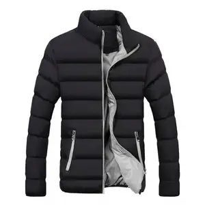 Winter men large size casual wild cotton jacket men's stand-up collar solid color thick down jacket