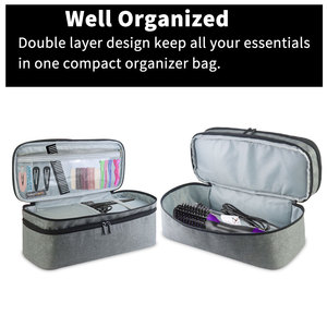 Travel Hair Tool Organizer Bag Large Capacity Zipper Closure Multi Function Cosmetic Storage Case For Blow Dryer Curling Wand - Product Image 4