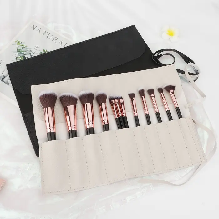 Waterproof Makeup Brush Roll Soft Leather Makeup Storage Case Rolled Cosmetic Brushes Holder Makeup Organizer Rolling Pouch