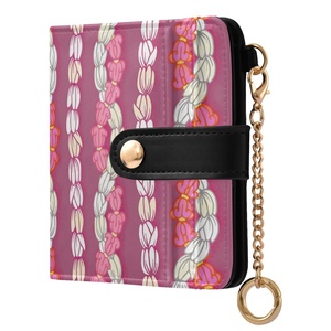 Cartera magnética de cuero PU delgada y corta con diseño personalizado de flor de Puakenikeni rosa de Hawái para mujer con llavero - Product Image 1