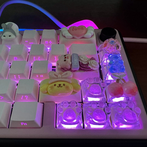 4 teclas transparentes hechas a mano con forma de garra de gato, resina <span class=keywords><strong>transparente</strong></span> que permite la pasación de la luz, teclado desmontable Cherry para teclado mecánico <span class=keywords><strong>MX</strong></span> - Product Image 2