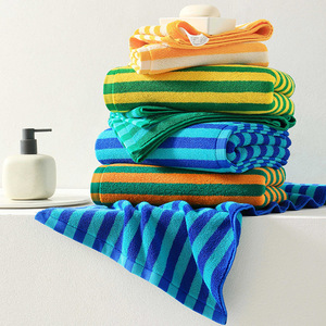 Serviette de cuisine rayée en coton peigné 40x90 cm, absorbante, douce, pour usage domestique, rectangulaire, lavable en machine - Product Image 5