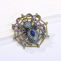 TIANSHE Broche en alliage motif toile d'araignée, design audacieux, ornée de strass, épingles fantaisie en forme d'animaux, vente en gros de corsages amusants pour costumes