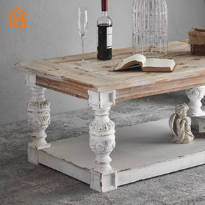 Bắc Âu đồ nội thất hiện đại rắn gỗ tự nhiên linh sam bàn trà Retro cà phê phòng khách hình chữ nhật màu trắng - Product Image 6