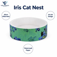Lit grattoir rond moderne en carton pour chat avec coussin remplaçable et motif floral, antidérapant et durable pour chats