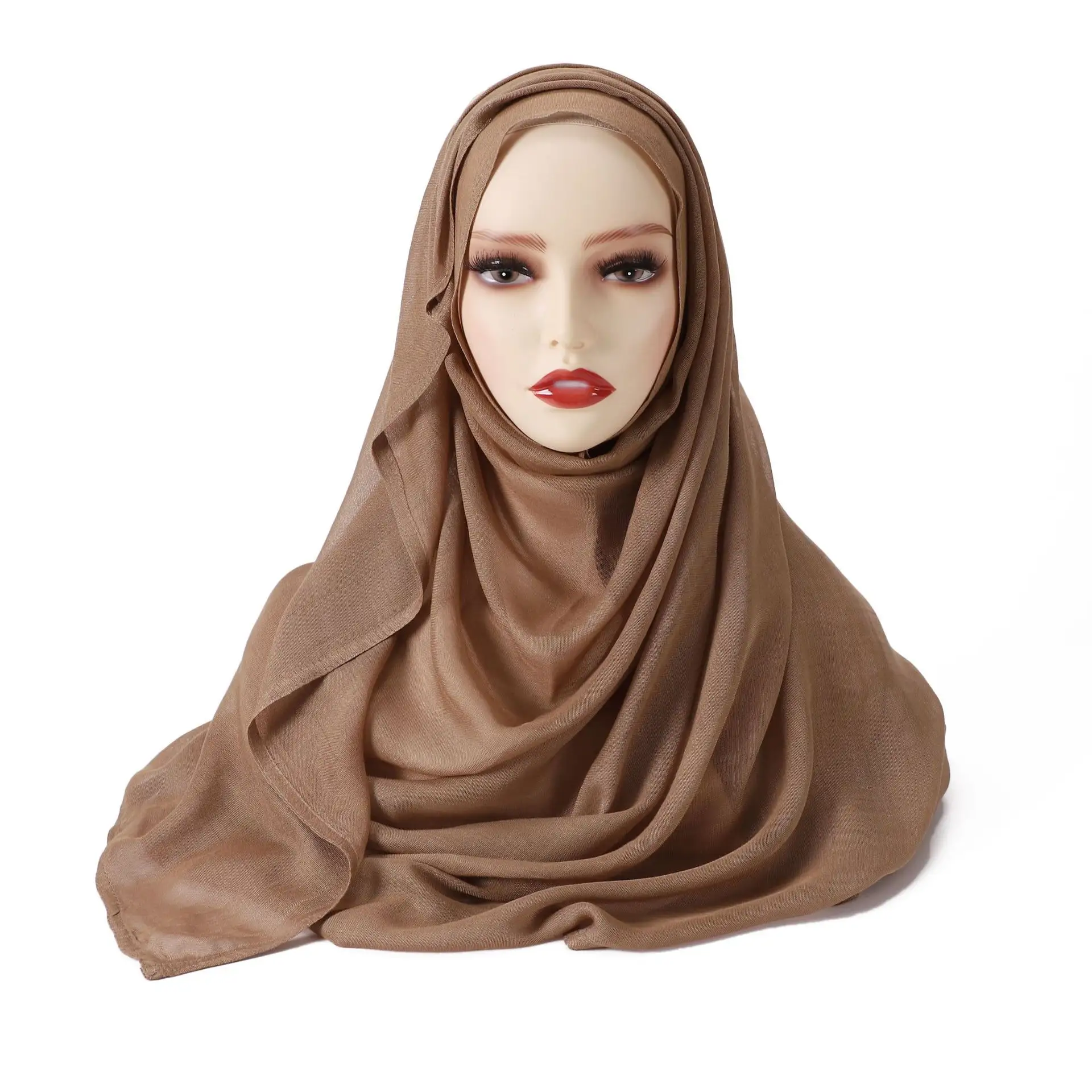 Vente en gros 2024 Offre Spéciale dames musulman viscose modal hijab haute qualité exquis ourlet artisanat plaine femmes coton châle hijab