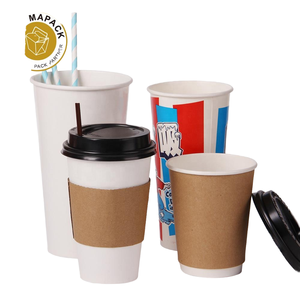 PACK Gobelets en papier jetables personnalisés 12oz avec couvercles et manchons, faible MOQ, en carton ondulé pour boissons chaudes, gobelets à café à paroi simple, estampage - Product Image 1