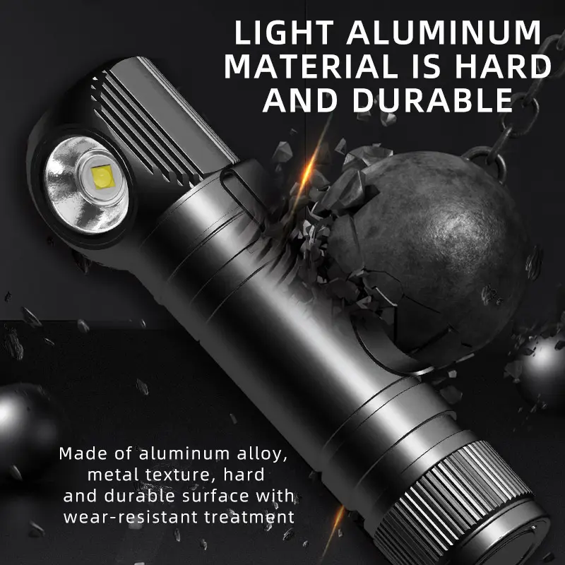 Multifunktion ale rechtwinklige LED-Scheinwerfer USB C Wiederauf ladbare Taschenlampe IP68 Wasserdicht Reparatur Camping Running