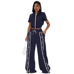 Vente flash d'automne, ensemble deux pièces pour femmes, survêtement, haut court à manches courtes, pantalon décontracté - Product Image 5