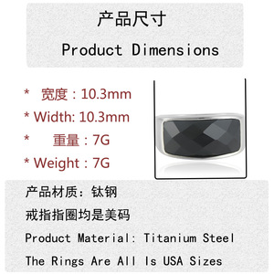 yunnique Women's Geometric Black Gemstone <b>Ring</b> Stainless Steel Bezel Setting Gift Jewelry 210126 - Product Image 2