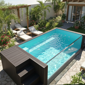 Piscina de Lujo de 20 pies (30 pies) en Contenedor, con Jardín, Ventana Grande de Vidrio, Spa de Acrílico Transparente, Piscina de Fibra de Vidrio y Madera - Product Image 2