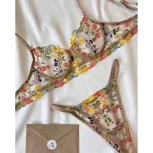 Dim Satin Line satin soft triangle bra in floral print