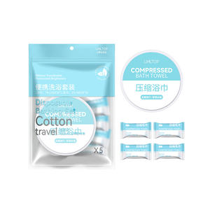 LMLTOP <b>Compressed</b> Bath <b>Towel</b> Set 70x140cm+25x50cm Travel Portable Disposable Cotton <b>Towels</b> Single Layer - Product Image 4