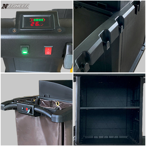 Chariot de service électrique en plastique avec <span class=keywords><strong>panier</strong></span> <span class=keywords><strong>à</strong></span> <span class=keywords><strong>linge</strong></span> pour service en chambre, ménage, hôpital (capacité 300 kg) - Product Image 4