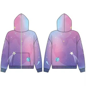 DHZ1109 New Custom Full <b>Zip</b> up <b>Hoodie</b> Oversized Front <b>Zip</b> Side <b>Pocket</b> Polyester Sublimation Design All Over Print for Spring - Product Image 4