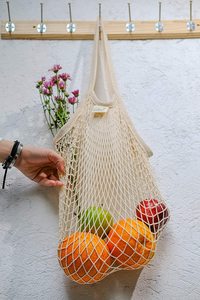 Long-Handled Cotton Mesh <b>Tote</b> <b>Bag</b> Reusable Grocery Net <b>Bag</b> for Promotions - Product Image 2