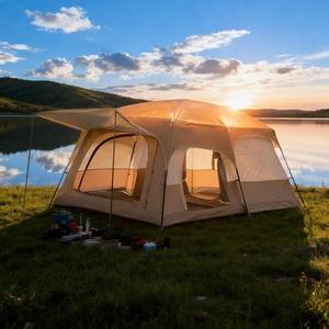Tente de camping extérieure quatre saisons automatique résistante aux <span class=keywords><strong>UV</strong></span>, imperméable, en Oxford, 1500 mm, pour 4-6 personnes, avec deux chambres et un salon en fibre de verre - Product Image 3