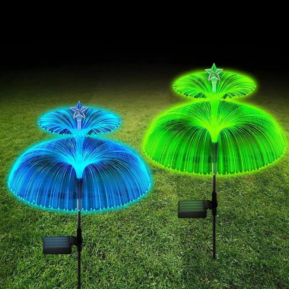 Outdoor RGB Solar Waterproof Fiber Optic Jellyfish color Changeable Garden Lights Courtyard Landscape Decoration Lawn Light