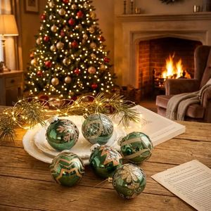 Guirlande de Noël en verre peinte à la main, extra épaisse (10 mm), en forme de boule, tendance 2026, luxueuse, métallique, brillante, scintillante pour sapin de Noël - Product Image 4