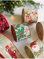Couronne de Noël en lin en forme de Père Noël, écologique et réutilisable, pour décorations de fête et ruban d'ambiance