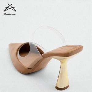 Sandali ZAR* con <span class=keywords><strong>Tacco</strong></span> <span class=keywords><strong>Basso</strong></span> e Medio Trasparente, Scarpe Sexy a Punta per Donne e Signore, Ciabatte con <span class=keywords><strong>Tacco</strong></span> - Product Image 2