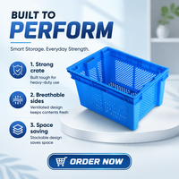Caisse en plastique perforée en HDPE/PP, robuste, empilable, emboîtable et écologique, pour applications à long terme