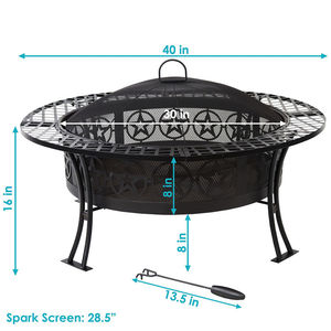Ur-Health BBQ Brazier Mobilier de jardin rond avec bol à feu de bois Foyer extérieur en acier en fer et acier corten - Product Image 6
