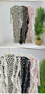 TWOTWINSTYLE donna design primavera abito lungo lungo lungo Patchwork volant stampa leopardato decorazioni tinta tinta semplice - Product Image 3