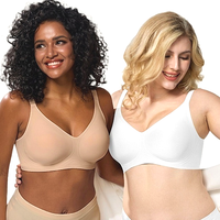 Bralette Wanita Ukuran Besar, Rajutan Bernapas, 3/4 Cup, Tanpa Jahitan, Push-Up, Tipis, Ramah Kulit, Tanpa Kawat