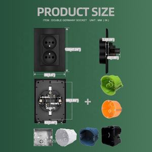 Nero grigio oro doppia presa elettrica 2 in 1 presa di corrente a muro in alluminio pannello Schuko doppia presa per EU spina 16A 210V ~ 250V - Product Image 4