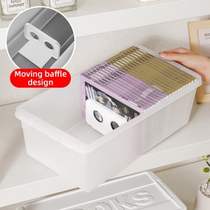 Durable Transparent Storage Container <b>With</b> <b>Lids</b> Plastic Bin Book Storage <b>Box</b> Organizer Household Daily Necessities Accessories - Product Image 1