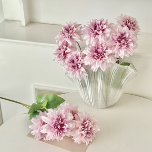 Flores Artificiales de Dalia Yasunobu, 4 Cabezas, de Seda, Realistas, para Decoración de Bodas y Hogar - Product Image 3