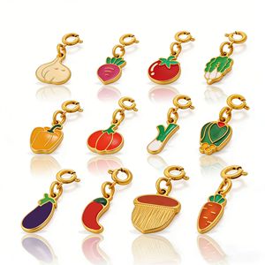 Dijes de Acero Inoxidable Antideslustre con Forma de Vegetales, Lindos Accesorios de Joyería Hechos a Mano, Colgantes Metálicos para Collares y Pulseras - Product Image 2