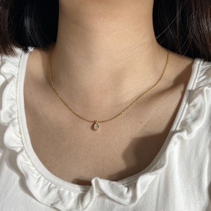 จี้เพชร CZ ทรงสวยหรู 3 รูปทรง กลม หยดน้ำ และเหลี่ยม ชุบทอง 18K เครื่องประดับมินิมอลสุดประณีต - Product Image 3