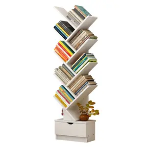 Modern Tree Shaped Wood Bookshelf Portable Book Shelf Wooden Shelf Storage Holders Racks