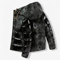 Veste matelassée épaisse pour homme, camouflage personnalisé, à capuche, imperméable, coupe-vent, respirante, écologique, garnissage en polyester fini