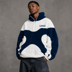 Giacca Invernale Riscaldata in Pile Polare, Streetwear con Zip Integrale e Cappuccio, Colori a Contrasto, 500g Poliestere/Cotone, Cappotto OEM da Uomo - Product Image 2