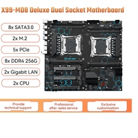 Carte mère X99 à double processeur X99-MD8 Intel 256 Go Max PCle 3.0 X4 NVME M.2 SATA 3.0 Xeon Carte mère PC Gaming