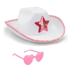 Fff4553 Công Chúa Phương Tây Long Lanh Sao Cảm Thấy Bò In Cowgirl Cao Bồi <span class=keywords><strong>Hat</strong></span> Đảng Phụ Nữ Cô Gái Tim Kính Mát Màu Hồng Cao Bồi <span class=keywords><strong>Hat</strong></span> - Product Image 5