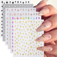 Autocollants pour ongles Explosive Starlight 2D autocollants adhésifs étoiles à quatre branches et croix pour la décoration des ongles DIY en salon