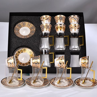 18-teiliges Arabisches Tassen- und Untertassen-Set Cawa-Tassen Arabische Kaffeegläser Türkische Kaffeetassen-Set Arabisch Mit Löffel