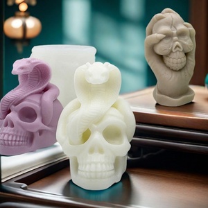 Moule en silicone TangChu pour bougie tête de serpent Halloween, moule à gâteau en forme de crâne, plâtre, résine, décoration d'intérieur, emballage OPP - Product Image 1