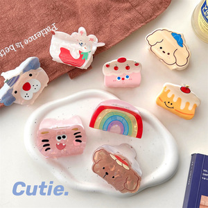 Pinces à cheveux coréennes en acrylique, motif dessin animé mignon, pour femmes et filles, motifs gâteau arc-en-ciel, chat, chien, 6 cm, accessoires pour cheveux animaux - Product Image 3