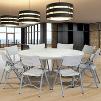 Table Pliante Ronde d'Extérieur 8-10 Places en Plastique HDPE Blanc Solide 60" pour Événements