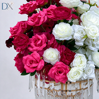 Boule de fleurs suspendue en soie artificielle moderne de luxe, dégradé blanc rose magenta, 50 cm, décoration florale pour mariage, banquet, fête